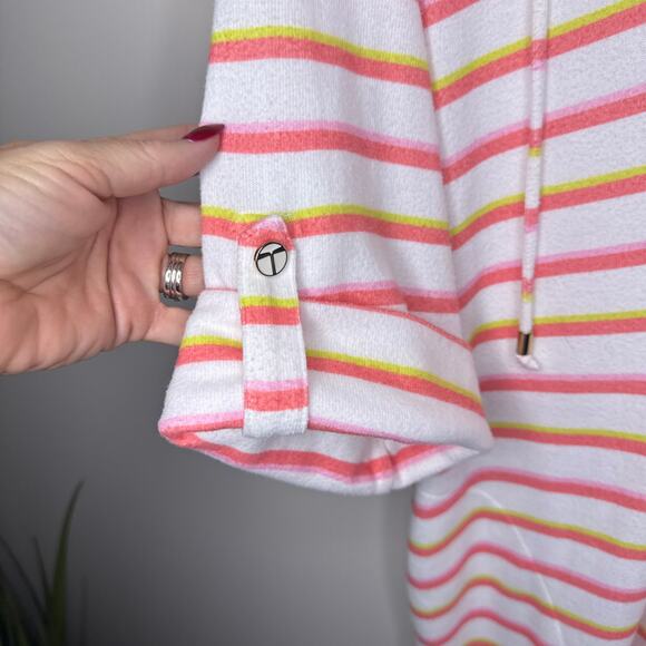 Trina Turk Costa De Prata Hooded Terry Tunic Coverup Large Roll Tab Beach Resort - Picture 5 of 11